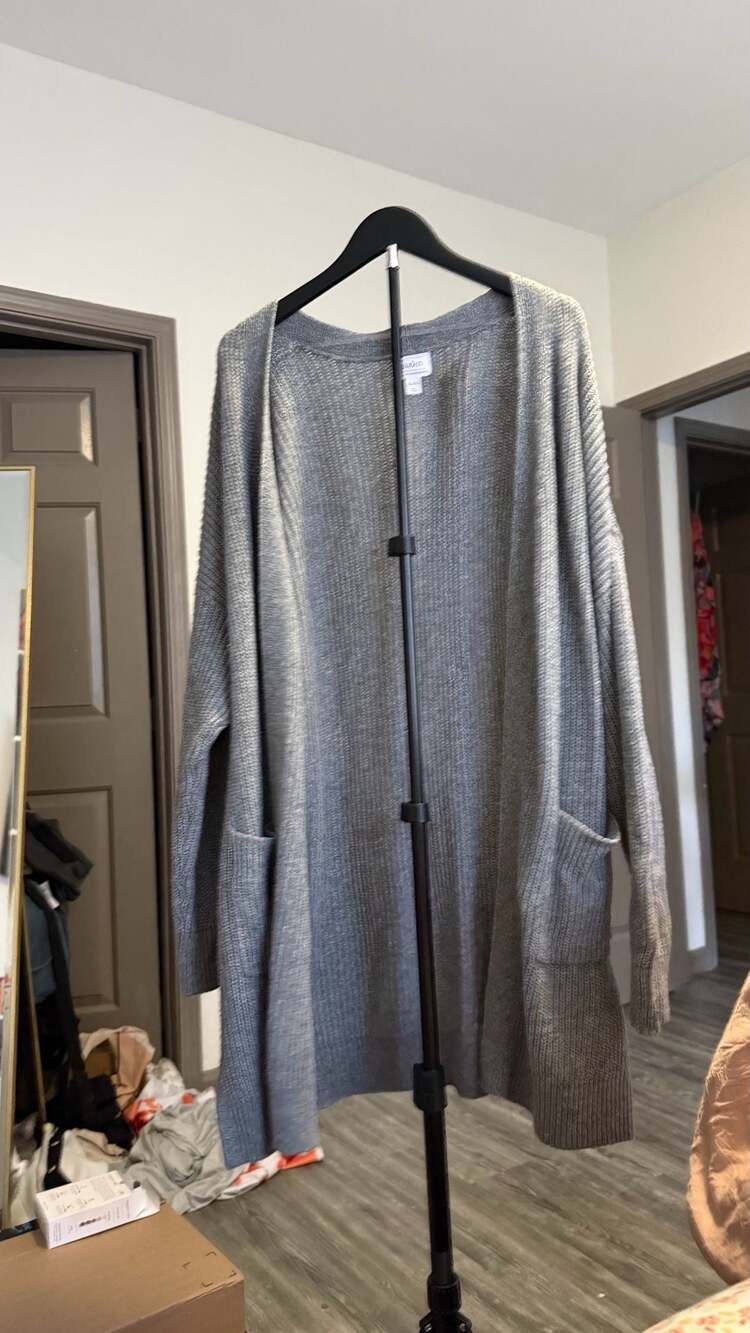 Auden Open Front Cardigan Size XL/XXL Gray Knit Longline Sweater
